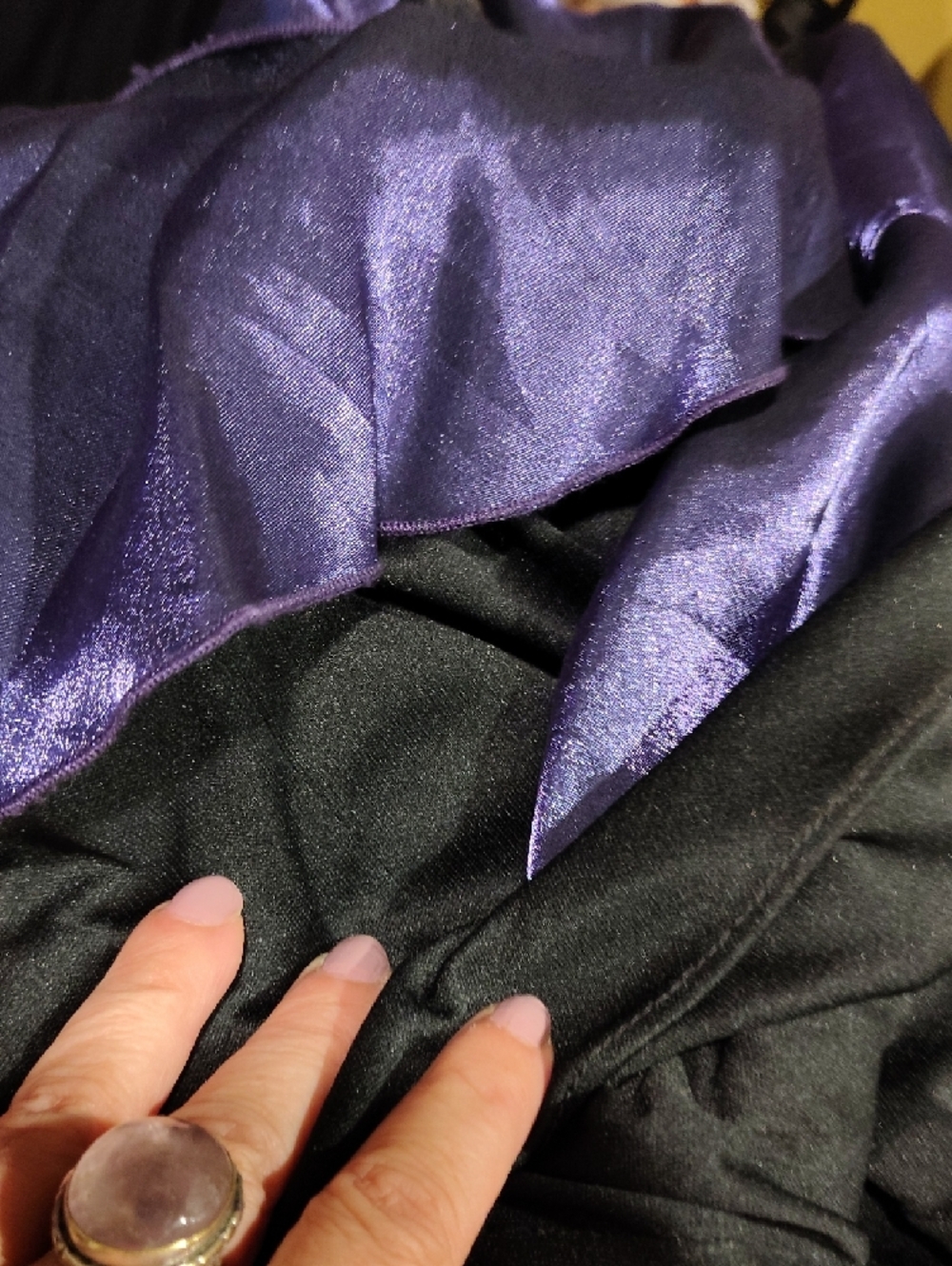 Vintage 80s Irredescent Shoulder Pads Shimmering Violet Tiered Ruffle Dress - Picture 9 of 11
